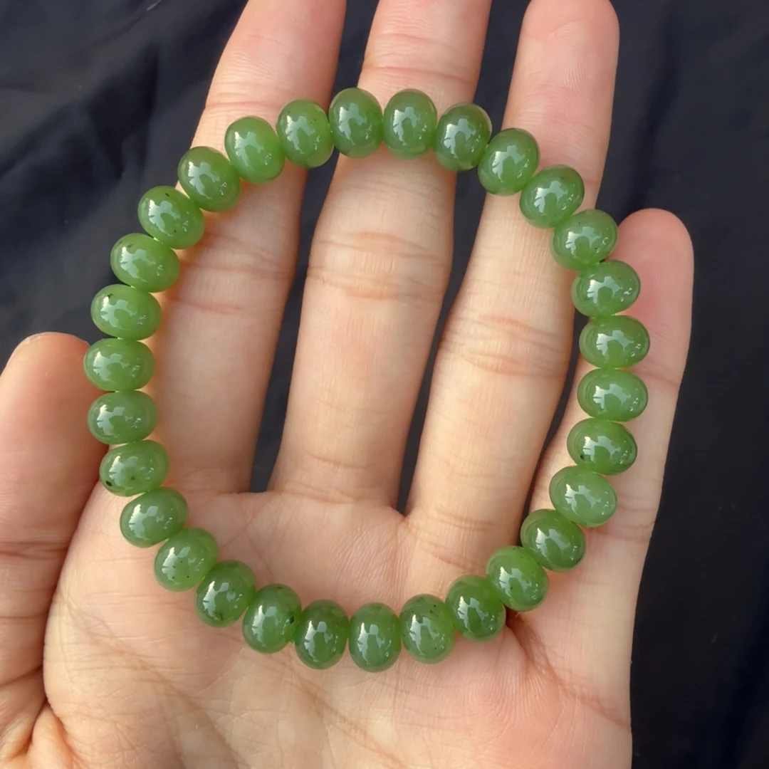 和田玉碧玉卡8算盘珠手串