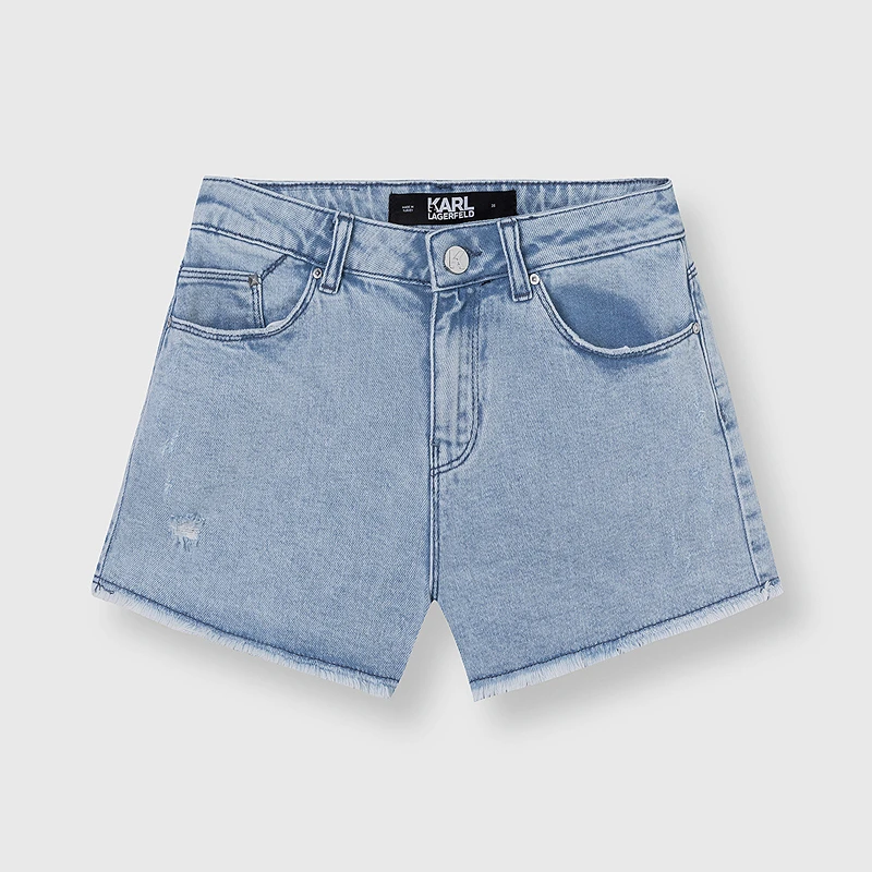 【蜜思仝专享】KARL LAGERFELD春季新款时尚高腰牛仔短裤女老佛爷