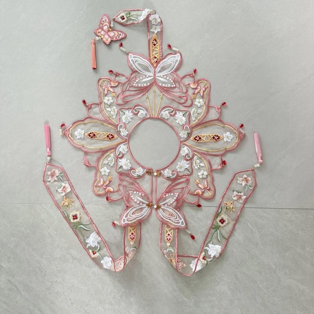 原创[花未眠云肩]明制汉服重工刺绣大学生毕业季飘带配饰