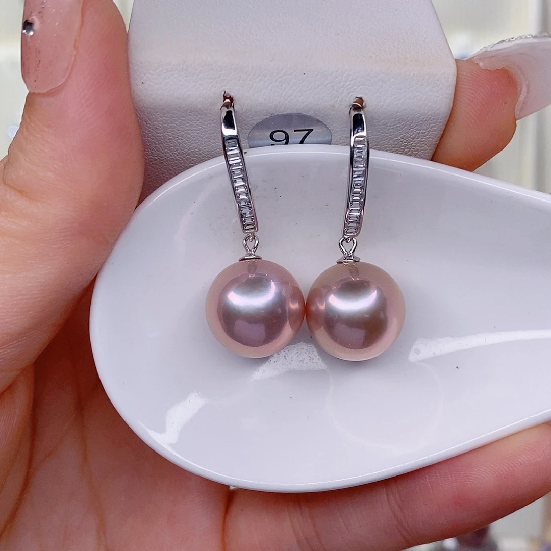 满***星耳饰银S925镶嵌淡水珍珠12➕