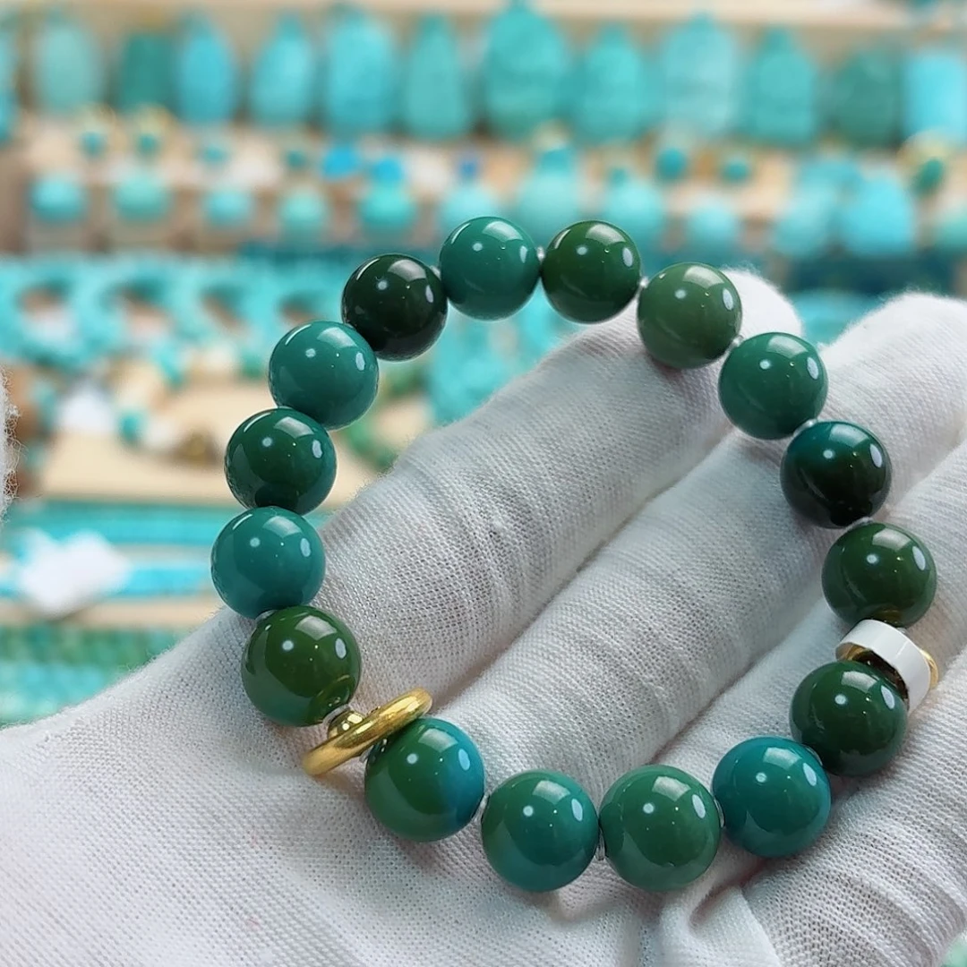 绿松石18K金镶嵌珠宝奇石10泡油串