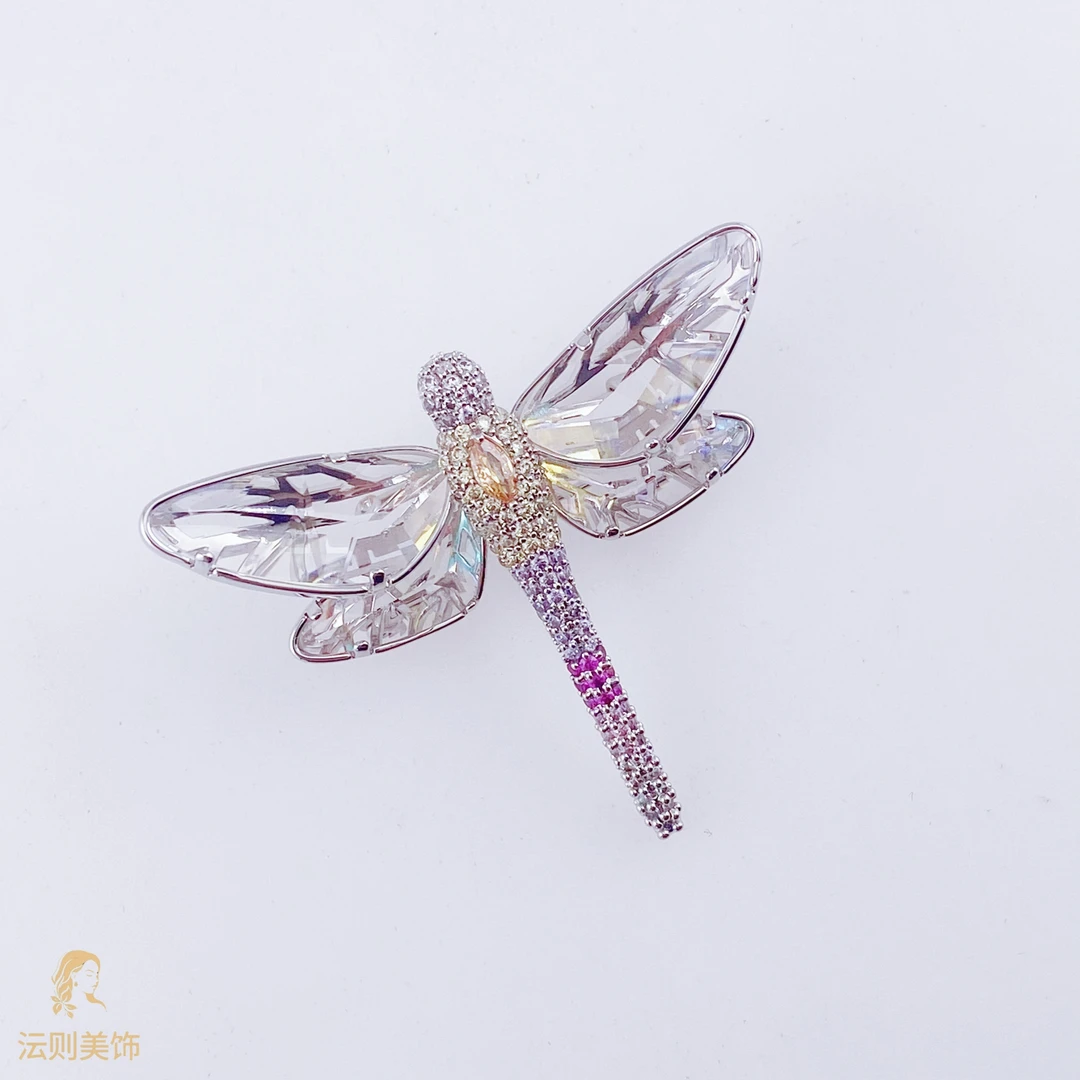 铜合金锆石胸针 T012国风百搭蜻蜓胸针