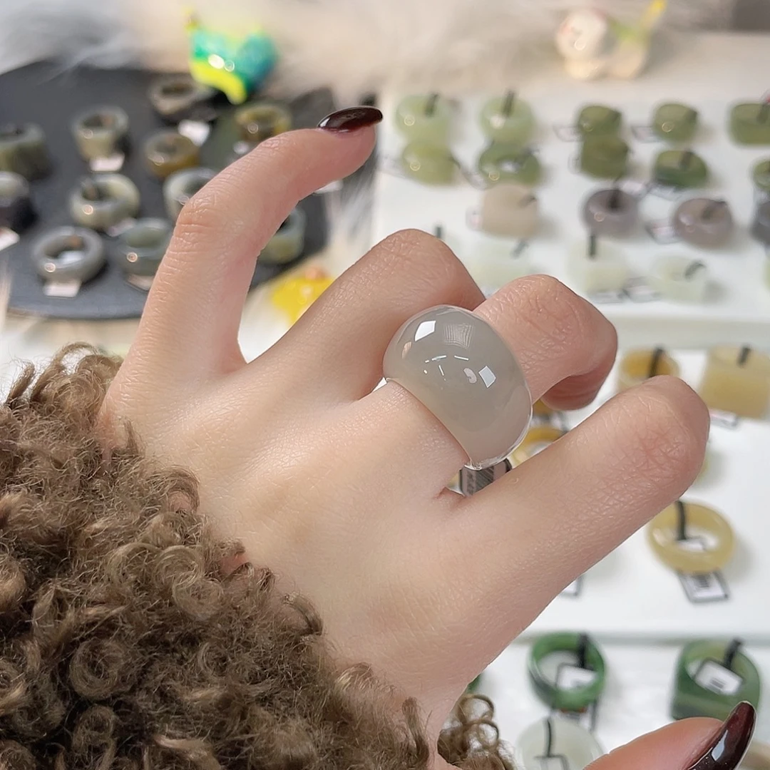 和田玉未镶嵌戒指k73藕粉馒头17.3