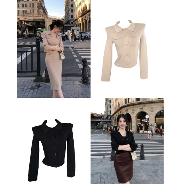 希野逸儿【罗密法式】经典立体剪裁收腰密织单排扣开衫外套女秋冬新