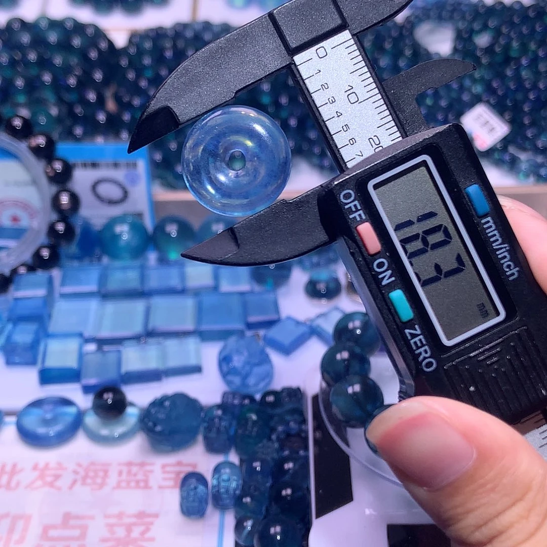 未镶嵌手串水晶海蓝宝平安扣（拍2件）150元