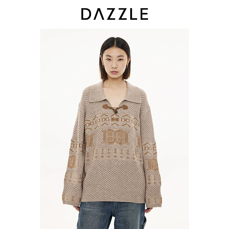 DAZZLE地素毛针织衫针织翻领套衫2I4E4376L