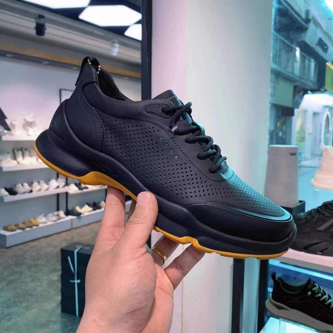 男鞋2025夏季真皮单皮打孔透气厚底轻便增高舒适户外皮鞋运动鞋