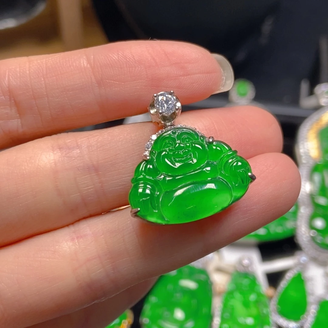 翡翠银S925镶嵌吊坠(不含链)