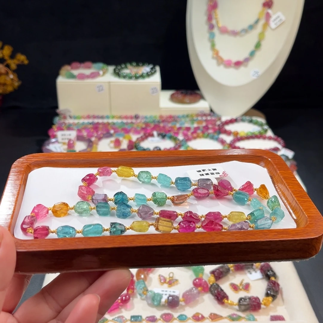 碧玺手串18K金镶嵌手串