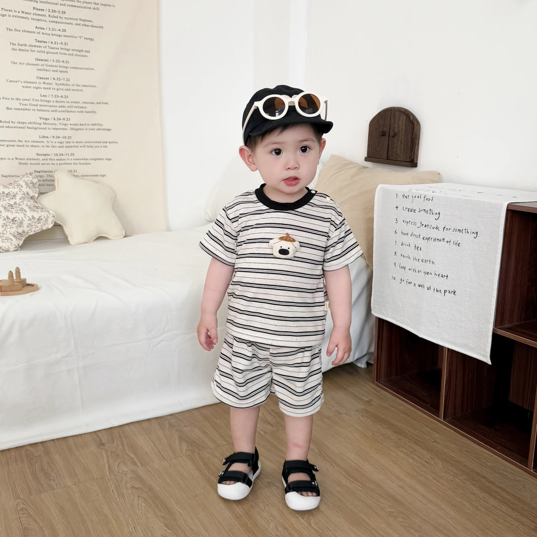4/30【条纹主义】婴儿薄款分体套装宝宝夏季新款韩版条纹短袖两件套