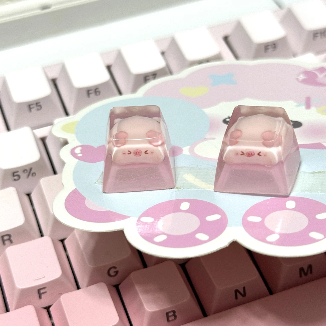 【全滴胶键帽】趴趴猪全滴胶键帽Sar1可爱十字轴通用美甲辅助