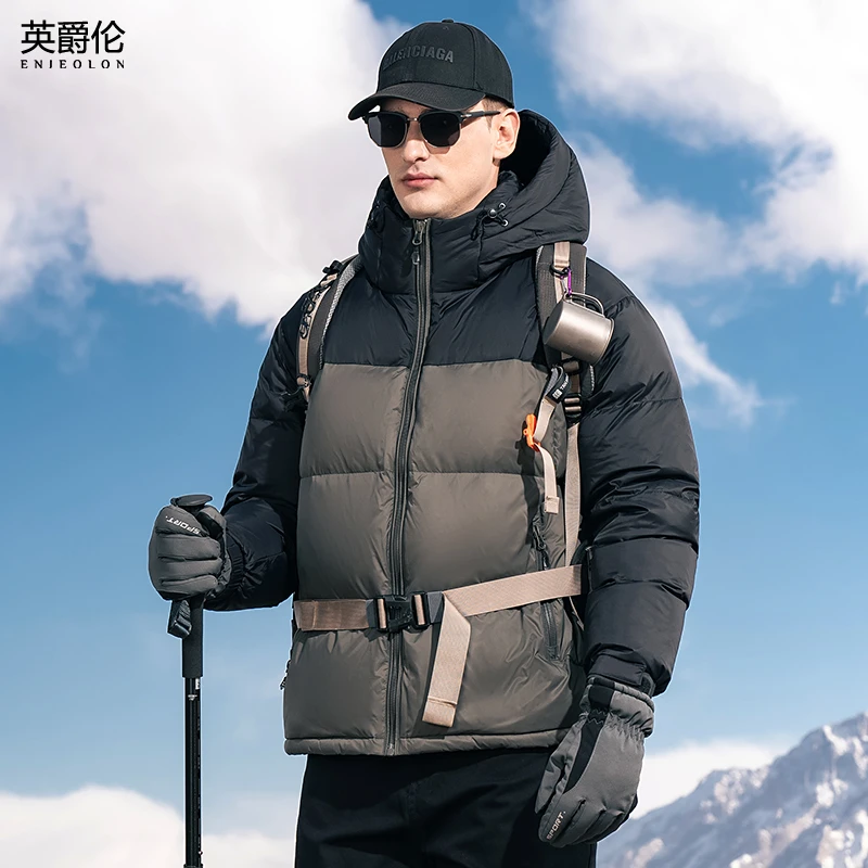 224G高充绒撞色连帽羽绒服极寒冬季高蓬松男女同款面包服YR763