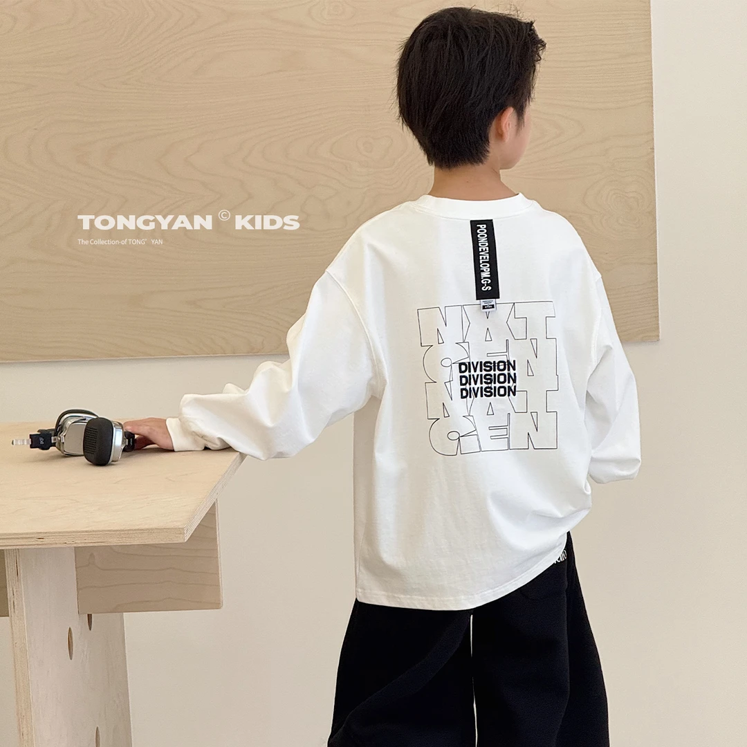 男童长袖T恤秋新款中大童百搭上衣儿童纯棉内搭男孩打底衫X06002