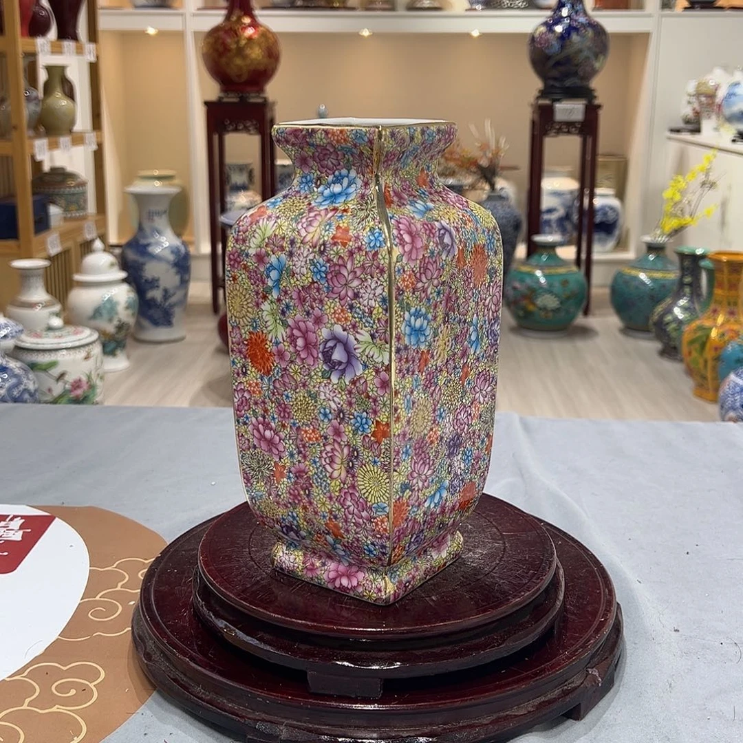 陶摆件25cm万花四方尊