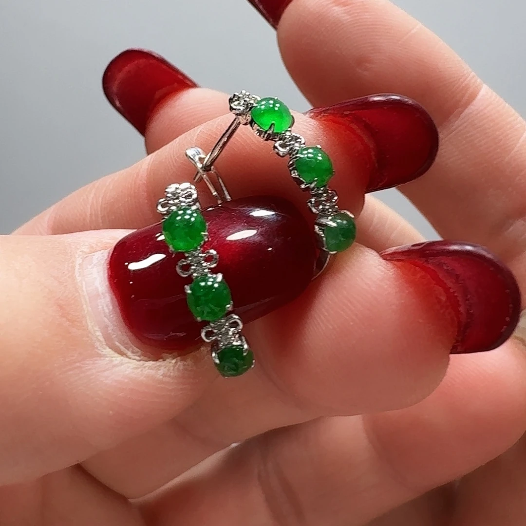 翡翠耳饰18K金镶嵌耳扣