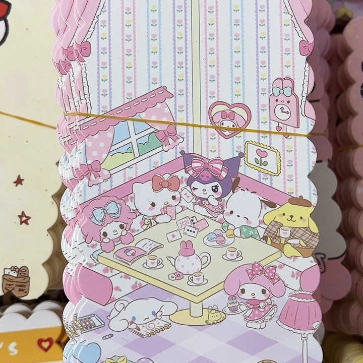 粉色三丽鸥全家福花边8×16 10张
