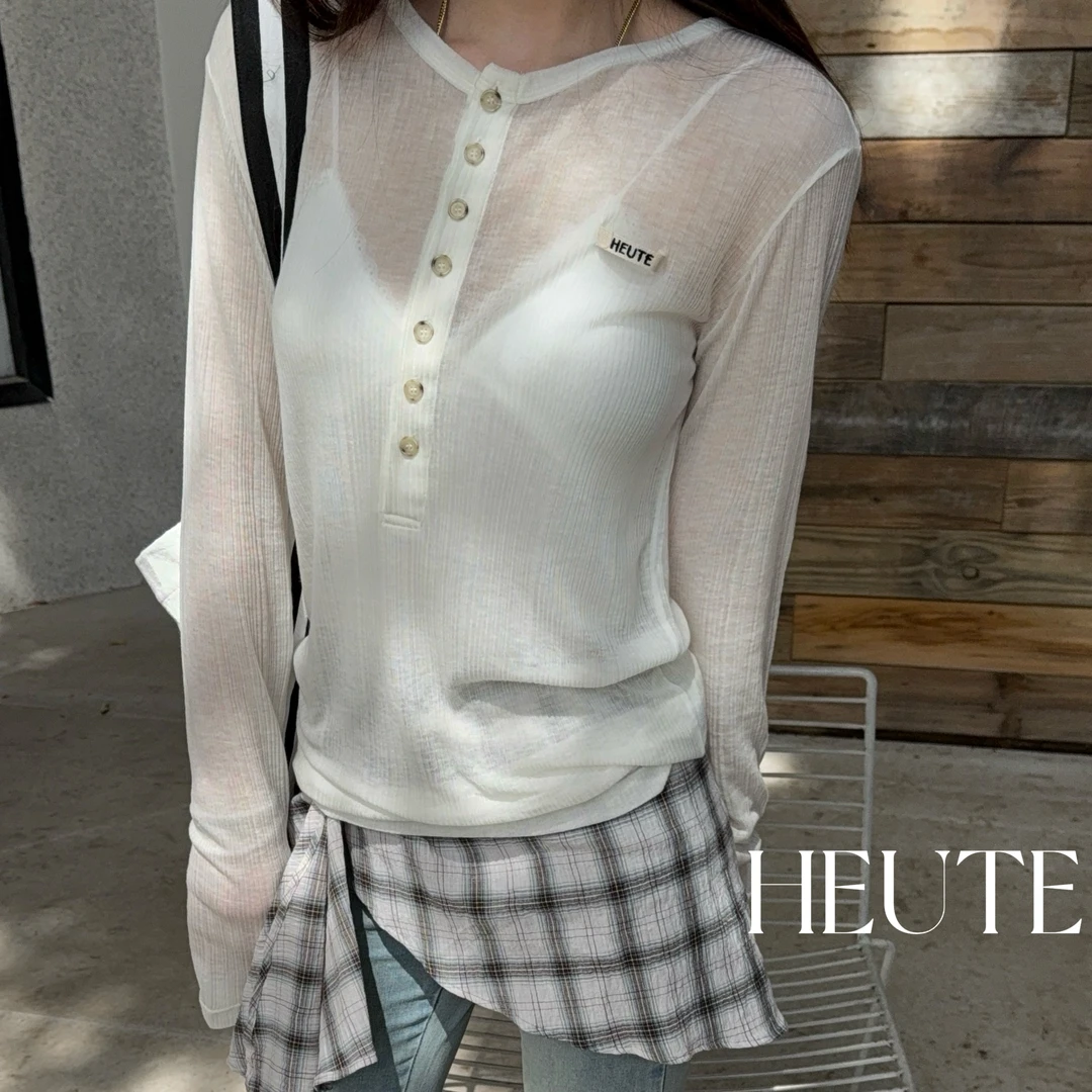 “HEUTE”设计师品牌新品微透防晒亨利T恤——黑鸭子买手店