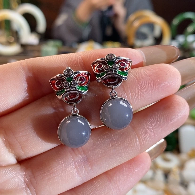 【闪购商品】和田玉耳钉银S925镶嵌