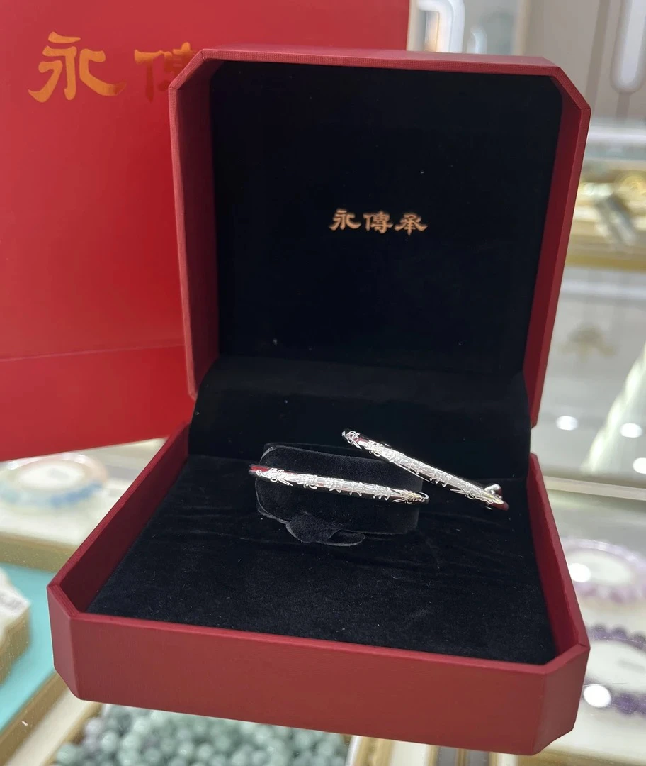 足银银制品 宝宝聪明伶俐银对镯