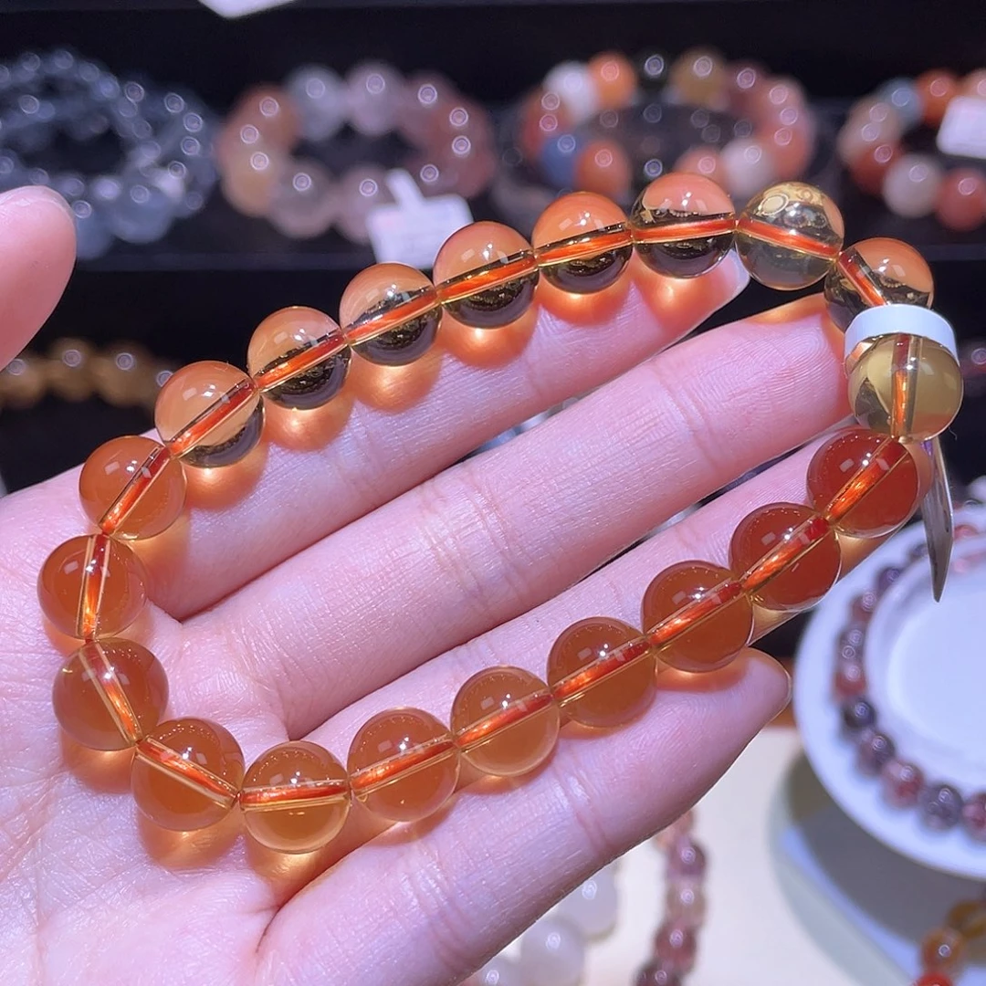 水晶手链未镶嵌黄水晶手链，晶体通透9.9