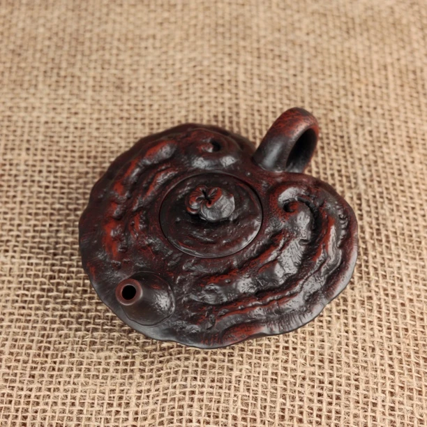建水紫陶150cc仿生器纯手工灵芝壶文人趣味紫砂设计DY55