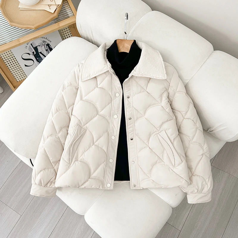 小香风短款棉服女冬季小个子宽松休闲轻薄洋气2025年新款棉袄外套