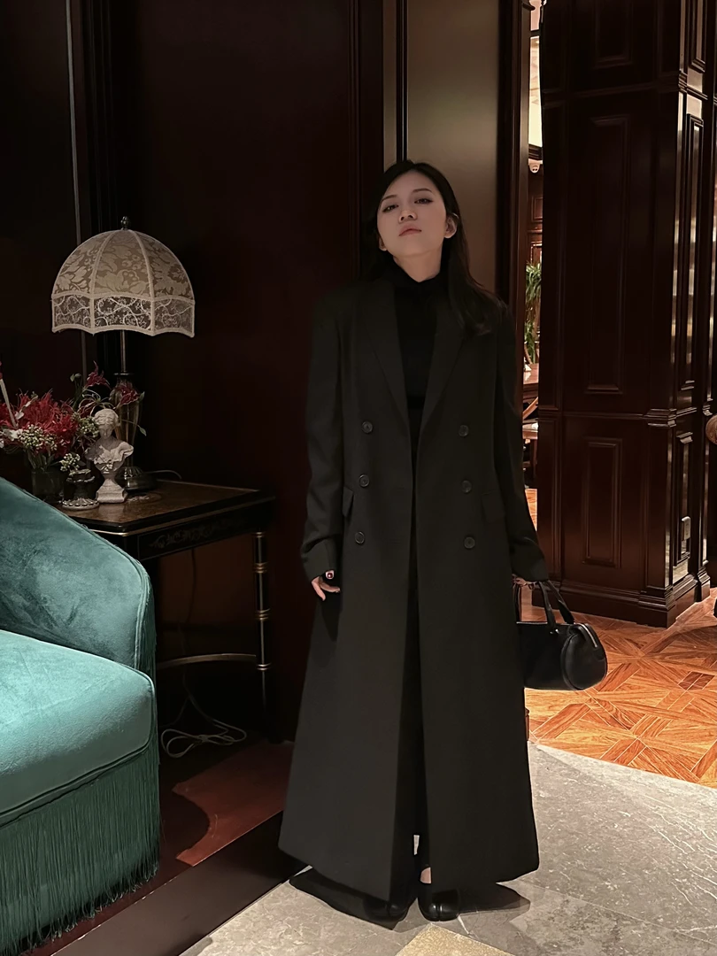 羊毛交织显瘦风衣外套女机场二代  1555
