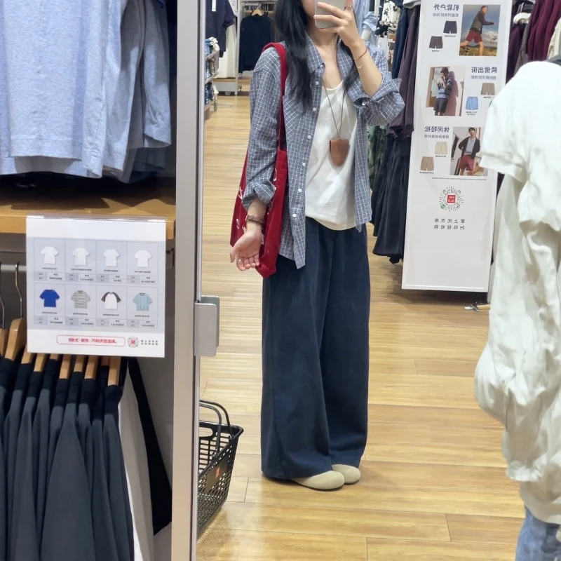 韩版廓形蓝色格子衬衫女2025秋季薄款松弛感休闲百搭长袖防晒外套