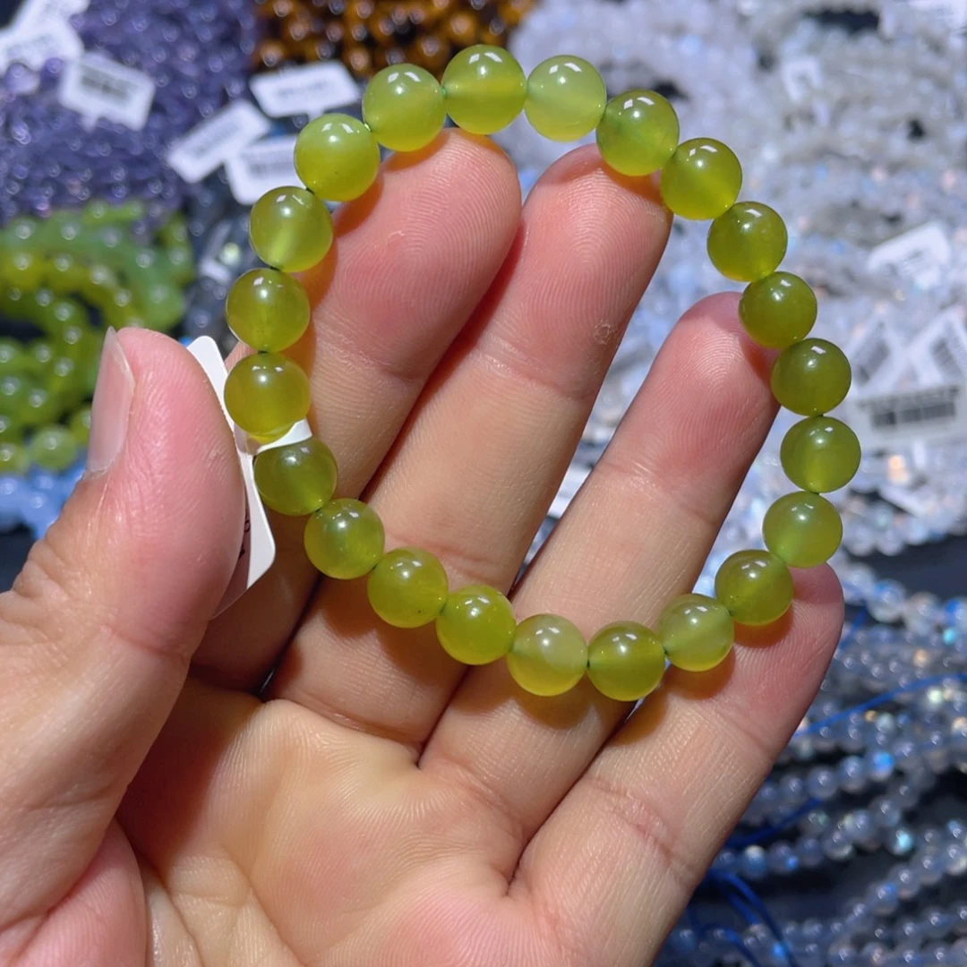 岫玉合金手链岫玉青提奶盖手链8.8m