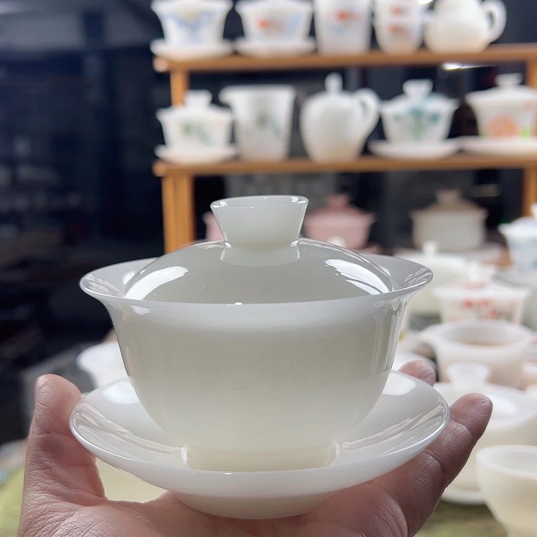璞玉釉烧元宝盖碗满容200ml