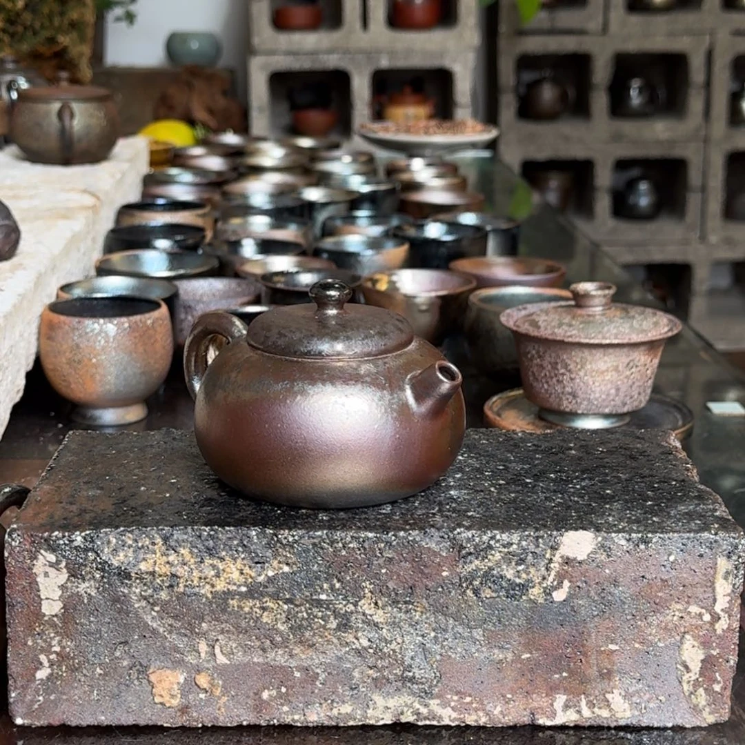 建水紫陶紫泥柴烧茶具