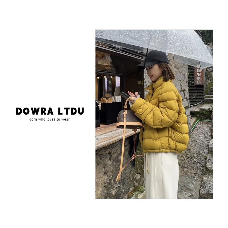 朵拉A【泡芙排骨】2025年冬季新款半高领纯色长袖羽绒服 158-25018