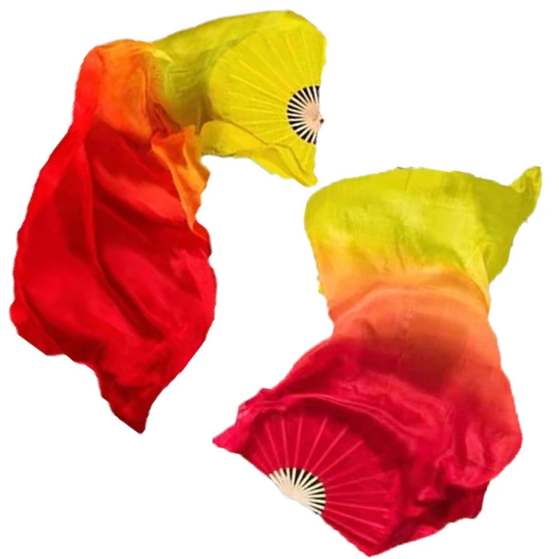 三色火焰渐变长稠扇黄橙红舞台广场演出专用扇红橙黄