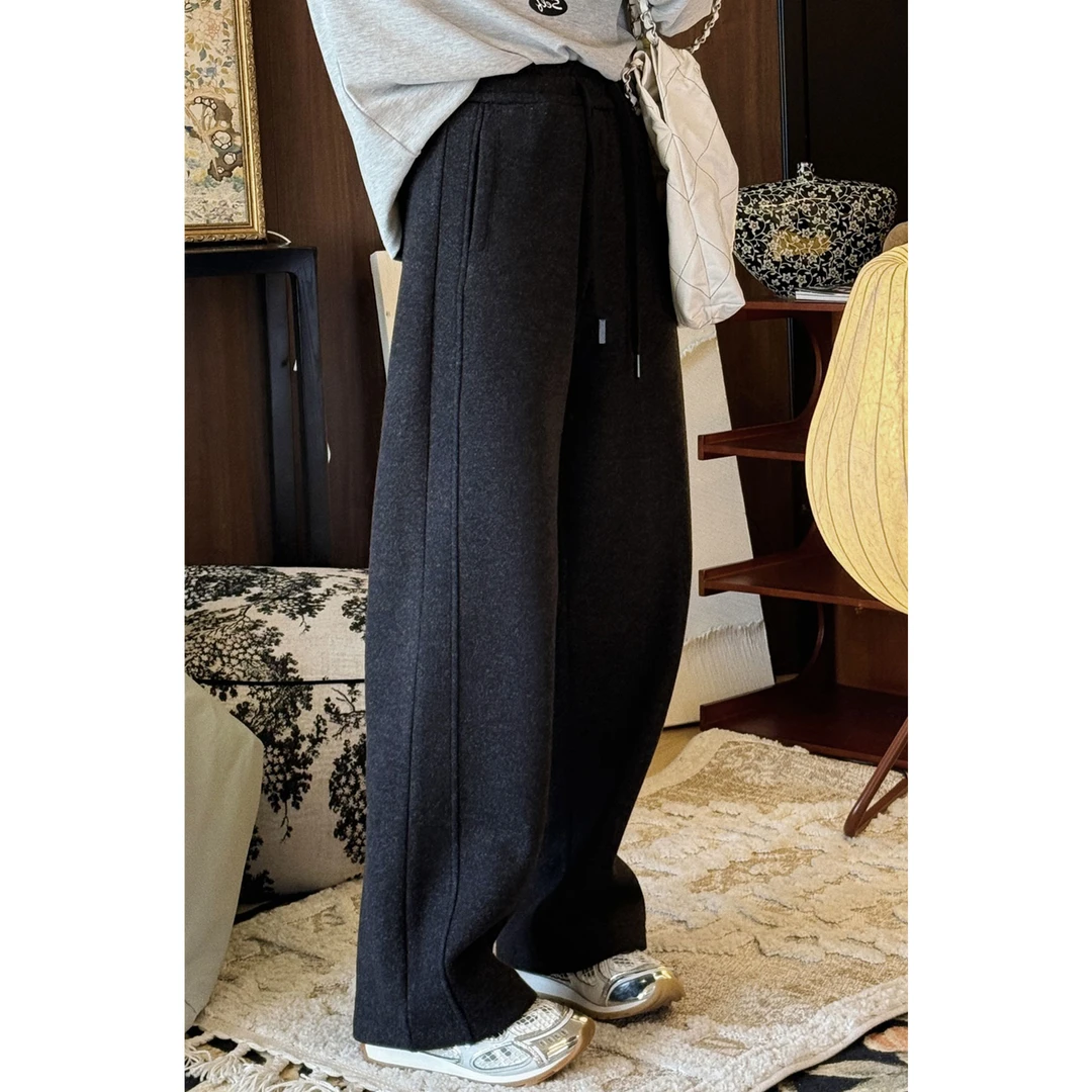 【唐悠悠】保命加绒裤!560g花纱毛呢加厚保暖镰刀阔腿裤秋冬