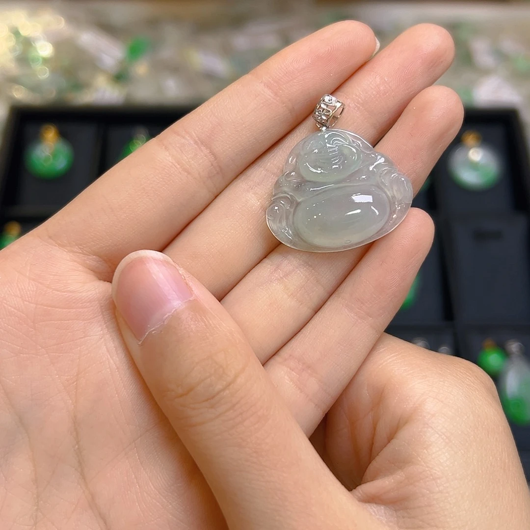 翡翠18K金镶嵌吊坠(不含链)翡翠