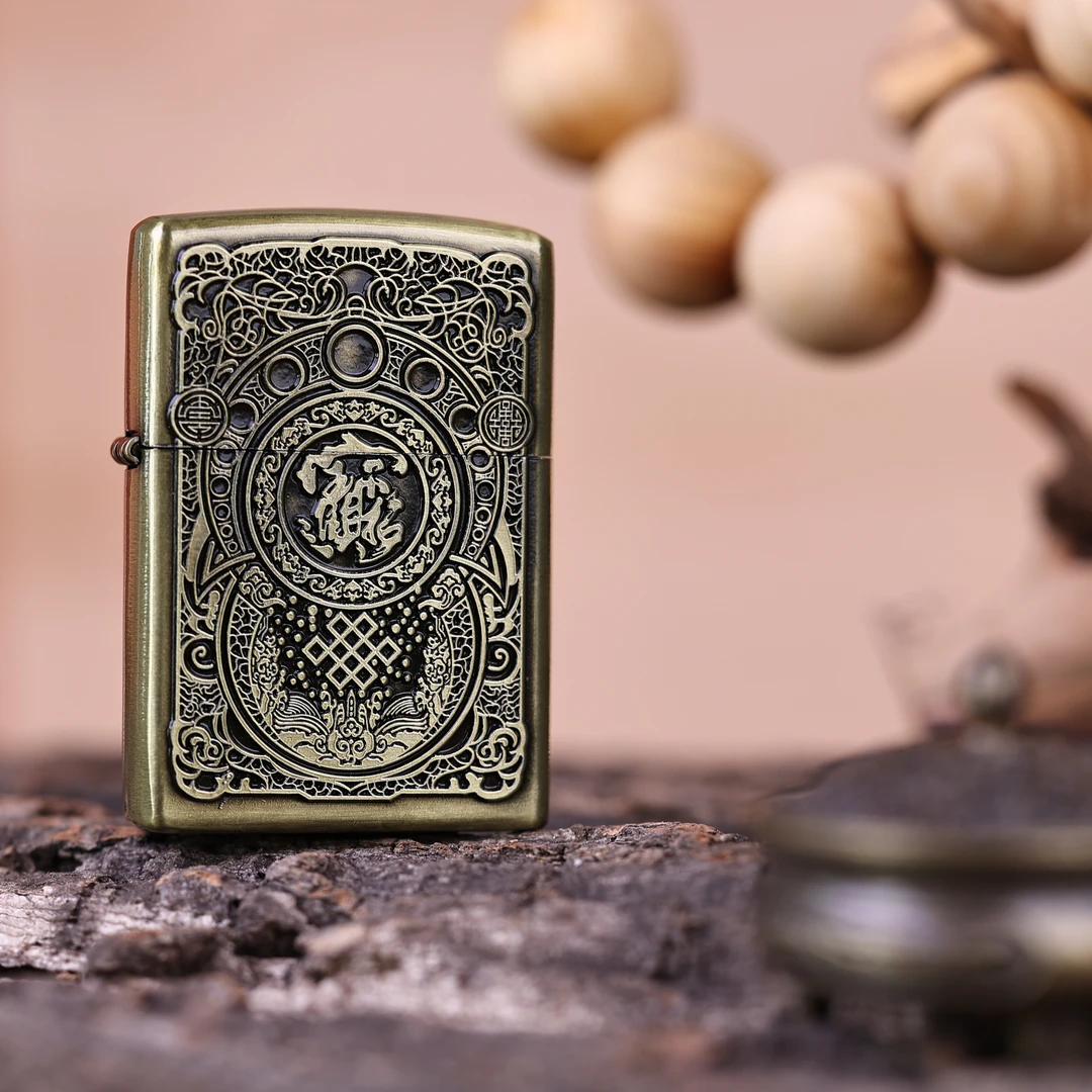 【火机华南仓】防风煤油打火机精雕招财进宝