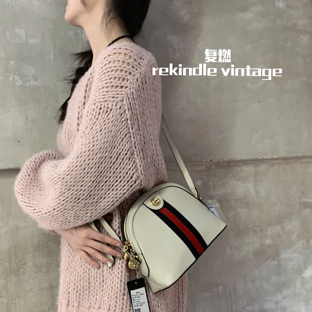 95新 GUCCI/古驰 复燃精选/ophidia白色贝壳包