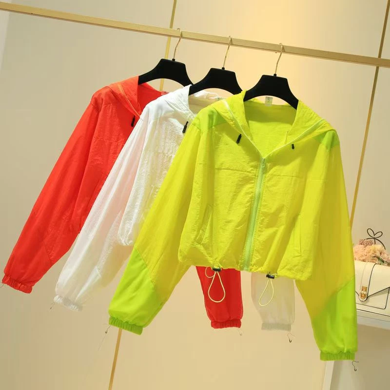 连帽夏季短款户外休闲长袖薄款薄款百搭时尚运动轻薄防晒外套女