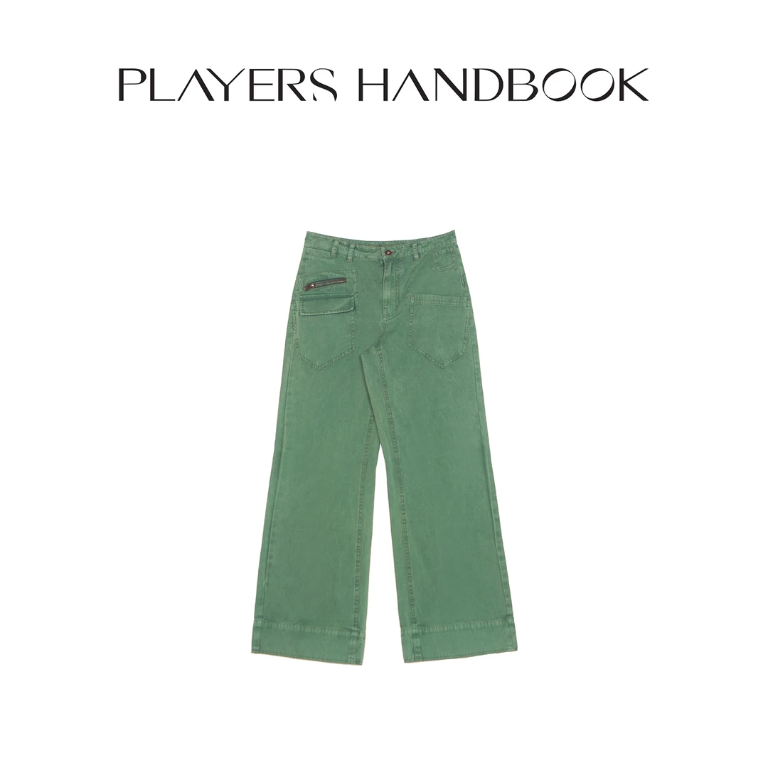 Players Handbook《绿光》潮流小众低腰炒色9分吊脚喇叭裤 PH3007