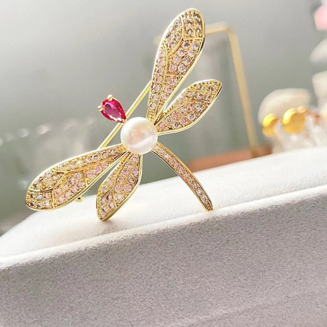 铜合金胸针 【米拉推荐】ML17-新款珍珠蜻蜓胸针