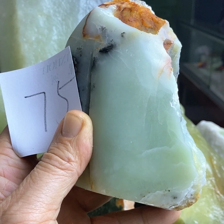 蛇纹石玉珠宝岫玉原石未镶嵌大**河