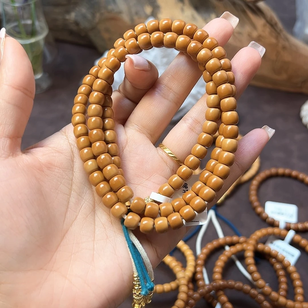 橄榄核手串老挝核尖108尺寸孔道不好6.8尺寸