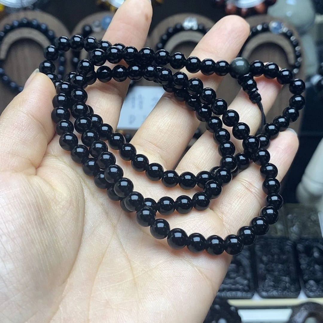 黑曜岩未镶嵌手链沁*