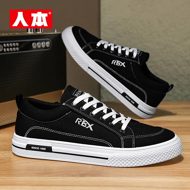 人本2025夏季新款帆布鞋男款休闲潮流运动低帮轻便透气百搭板鞋男