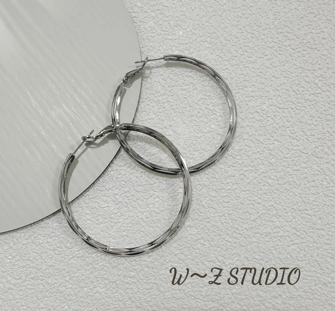 铜合金耳饰 wz studio 【简影】极简百搭小众设计素耳圈