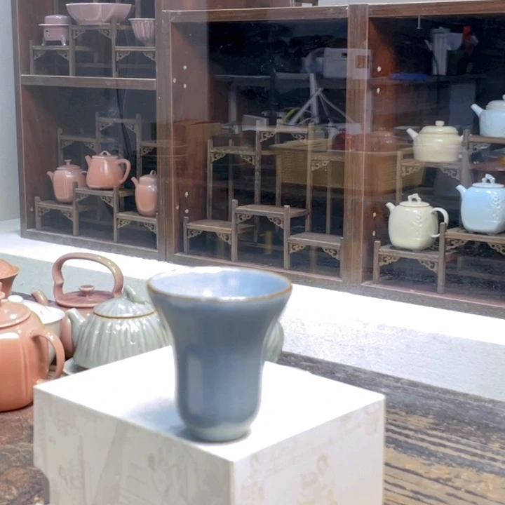 云衍汝窑牵牛花杯