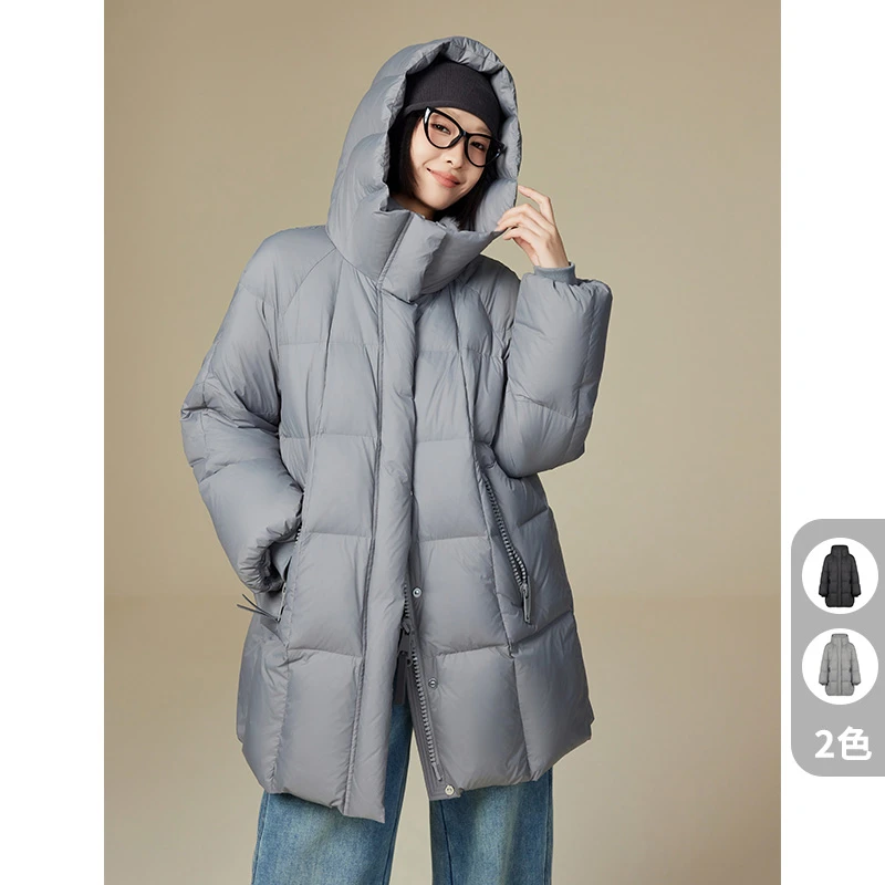 美洋MEIYANG 冻梨鹅绒服【安心鹅绒200+】中长款连帽宽松羽绒外套