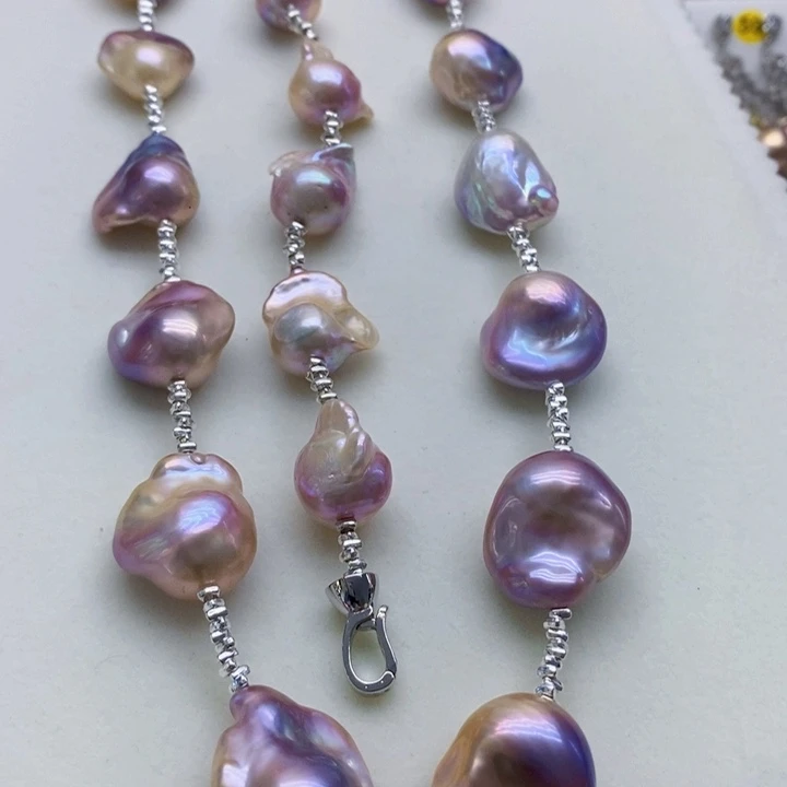 颈饰银S925镶嵌淡水珍珠惜*