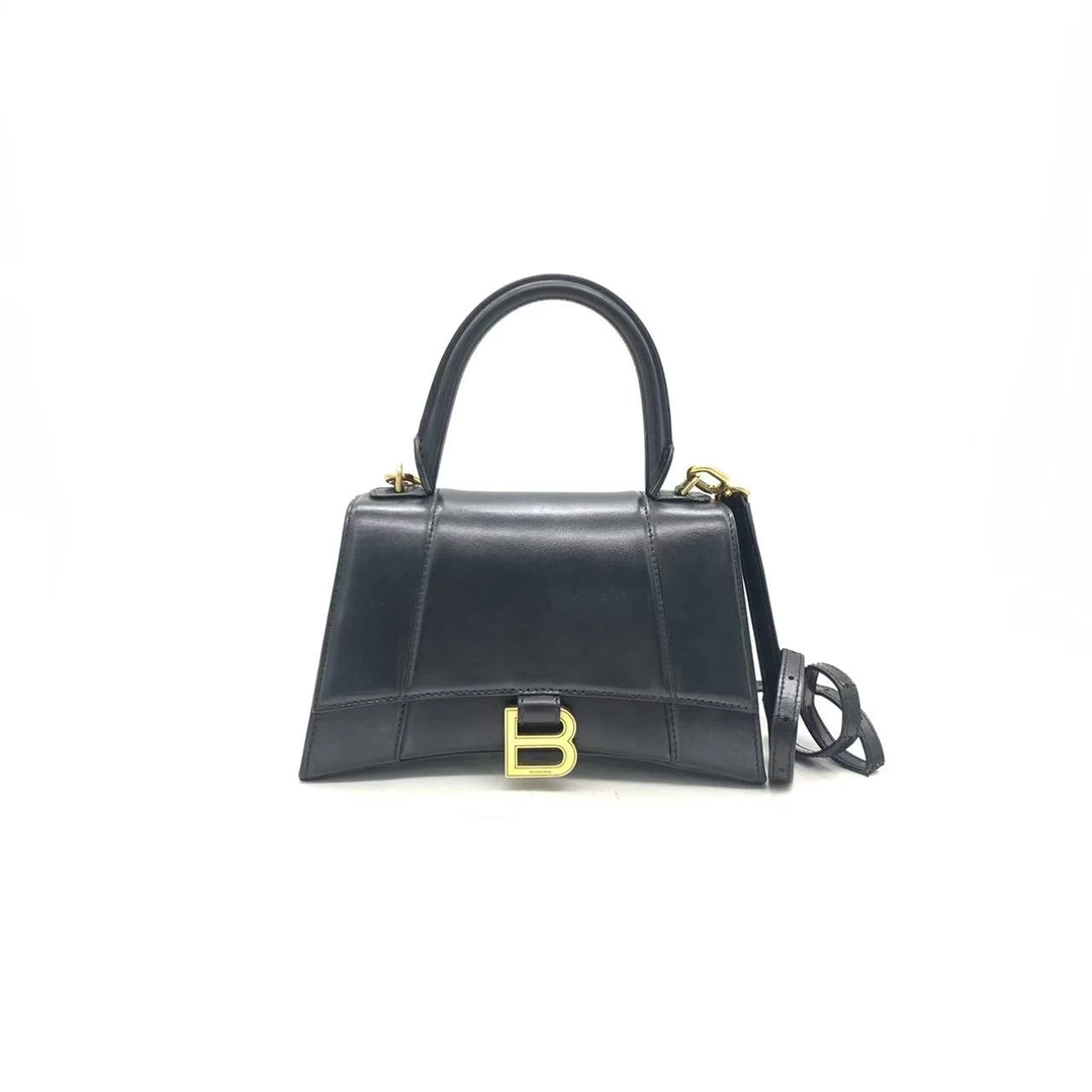 95新 Balenciaga/巴黎世家 【安则专属】黑金光面沙漏包/S码