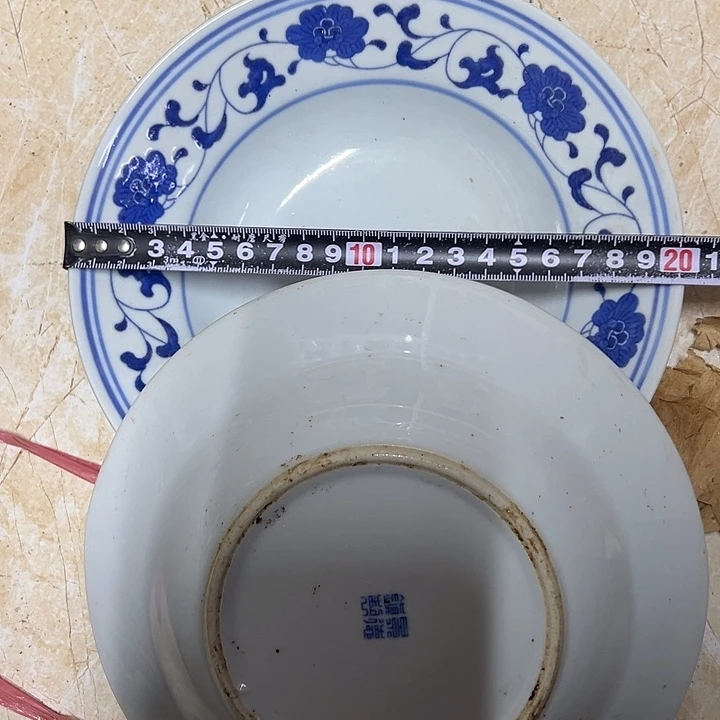 陶摆件2个20厘米芙蓉花深盘